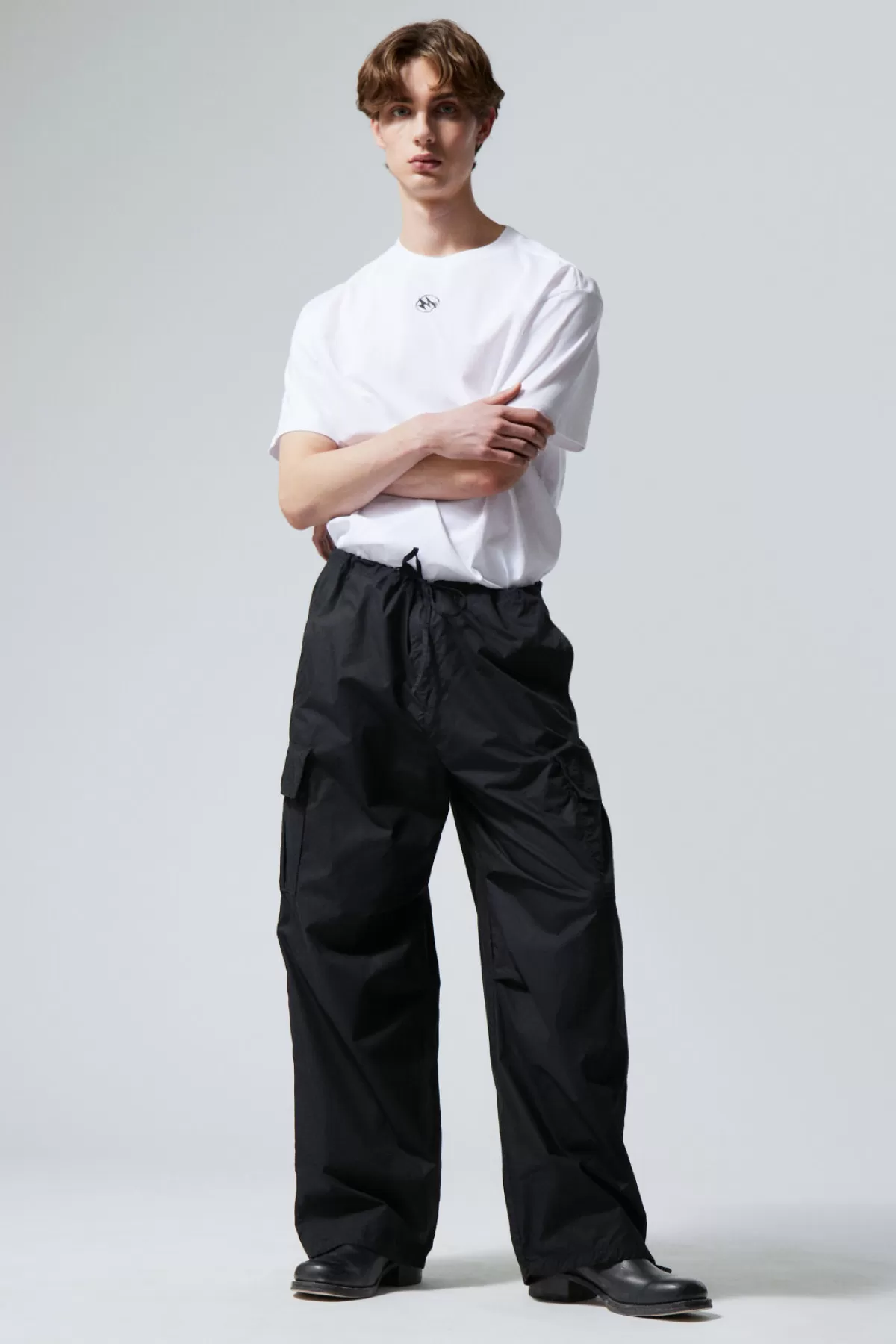 Weekday Parachute Loose Cargo Trousers Black New