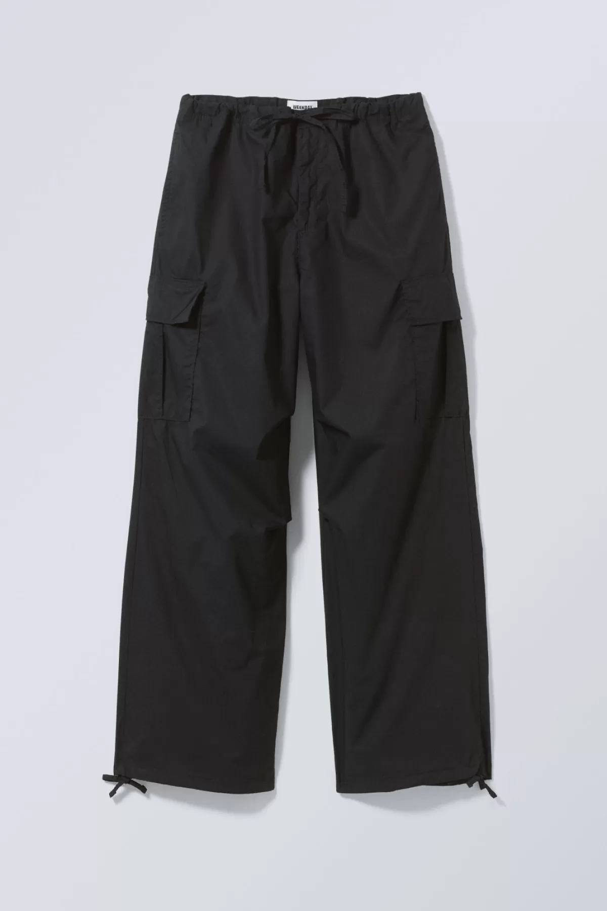 Weekday Parachute Loose Cargo Trousers Black New