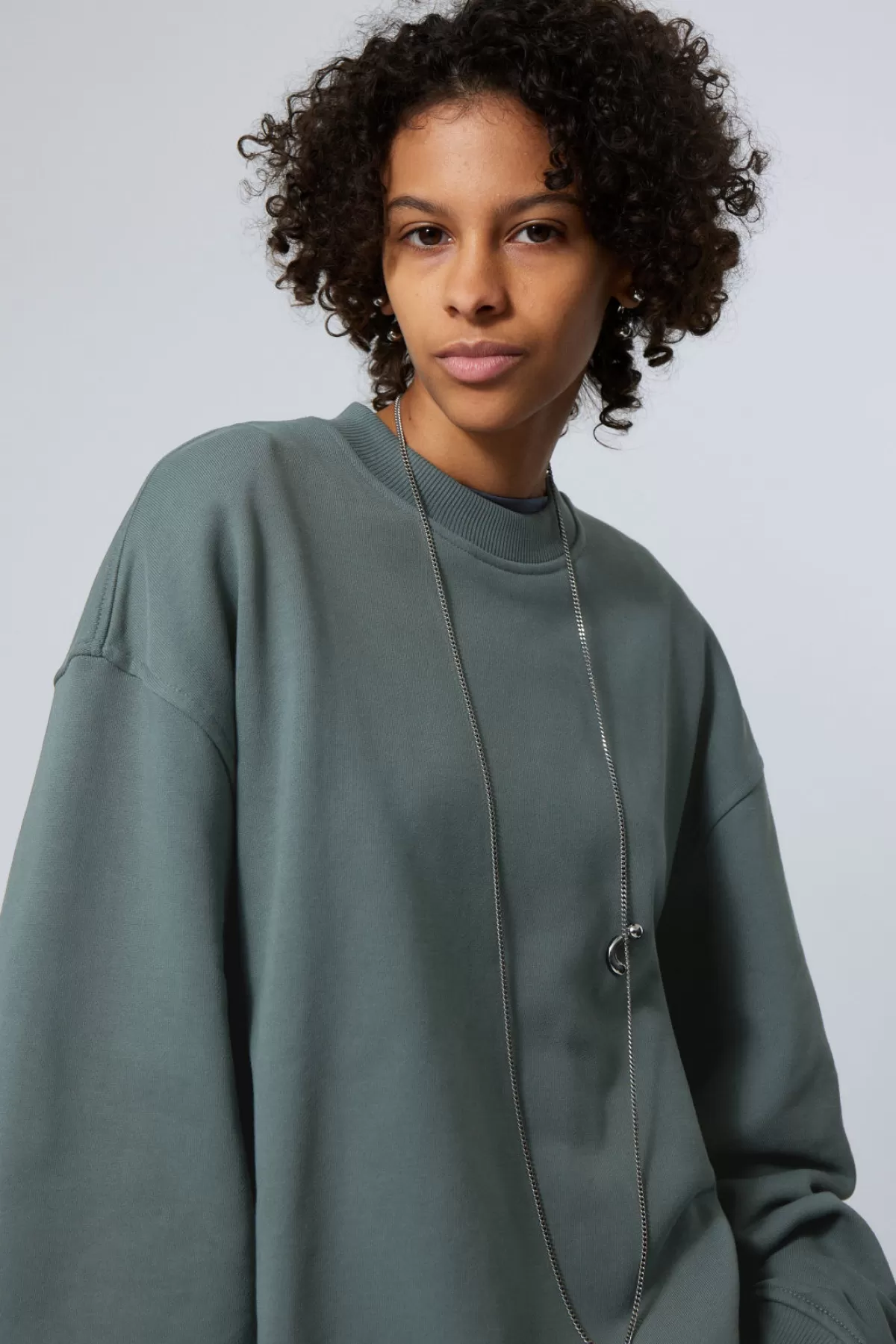 Weekday Paula Boxy Sweatshirt Dusty Grey Cheap