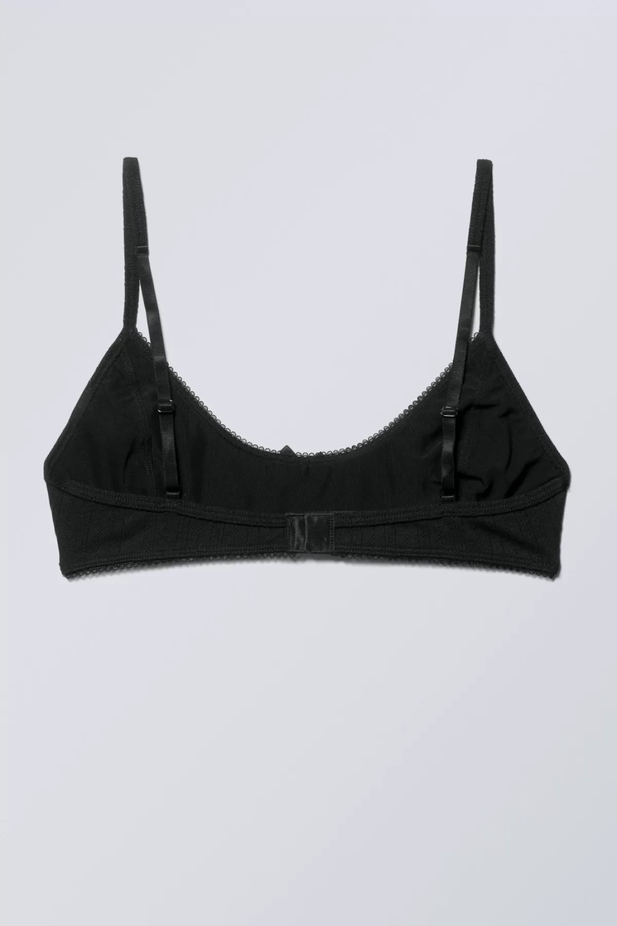 Weekday Pointelle Scooped Cotton Bra Black Outlet