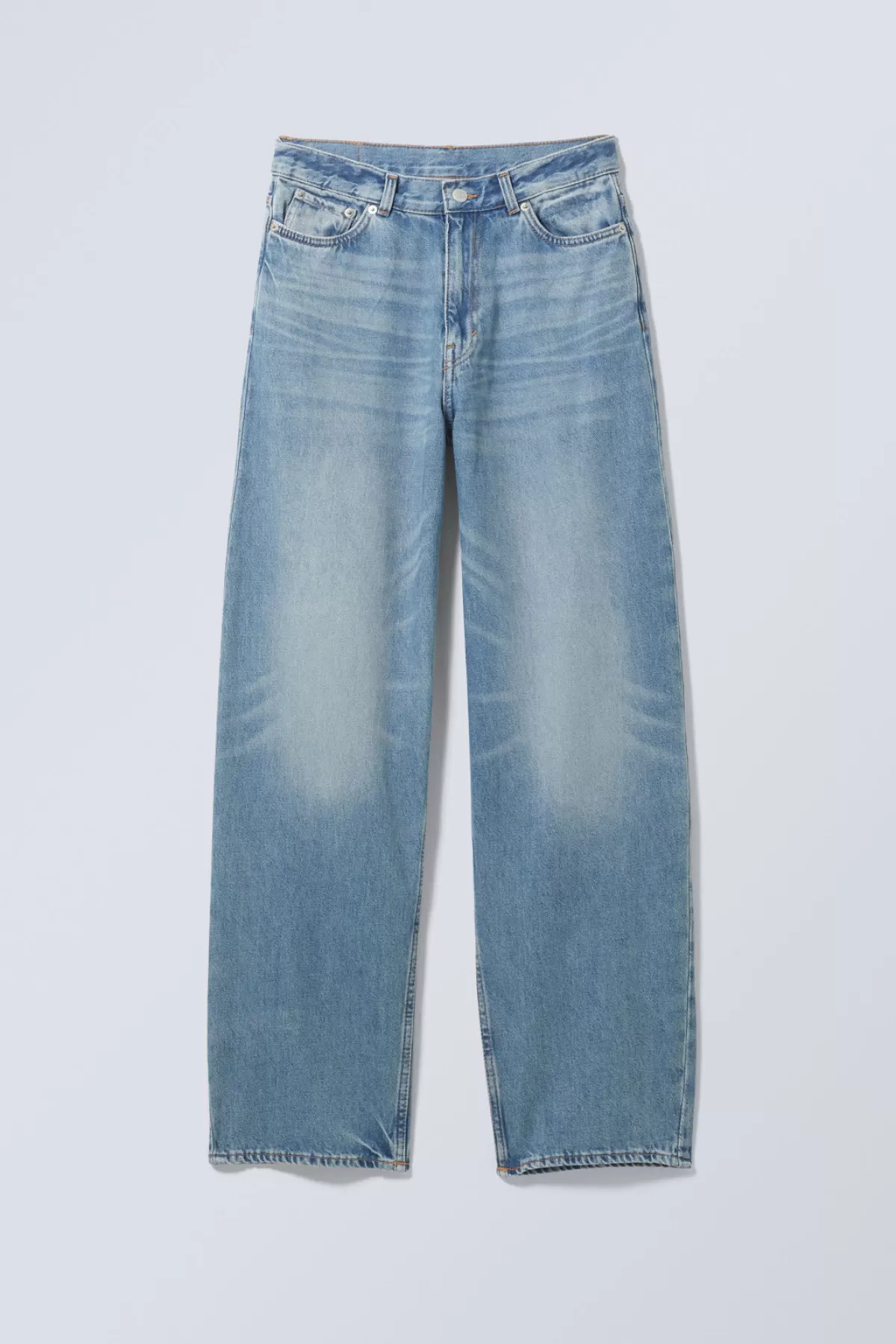 Weekday Rail Mid Loose Straight Jeans Seventeen Blue Fashion