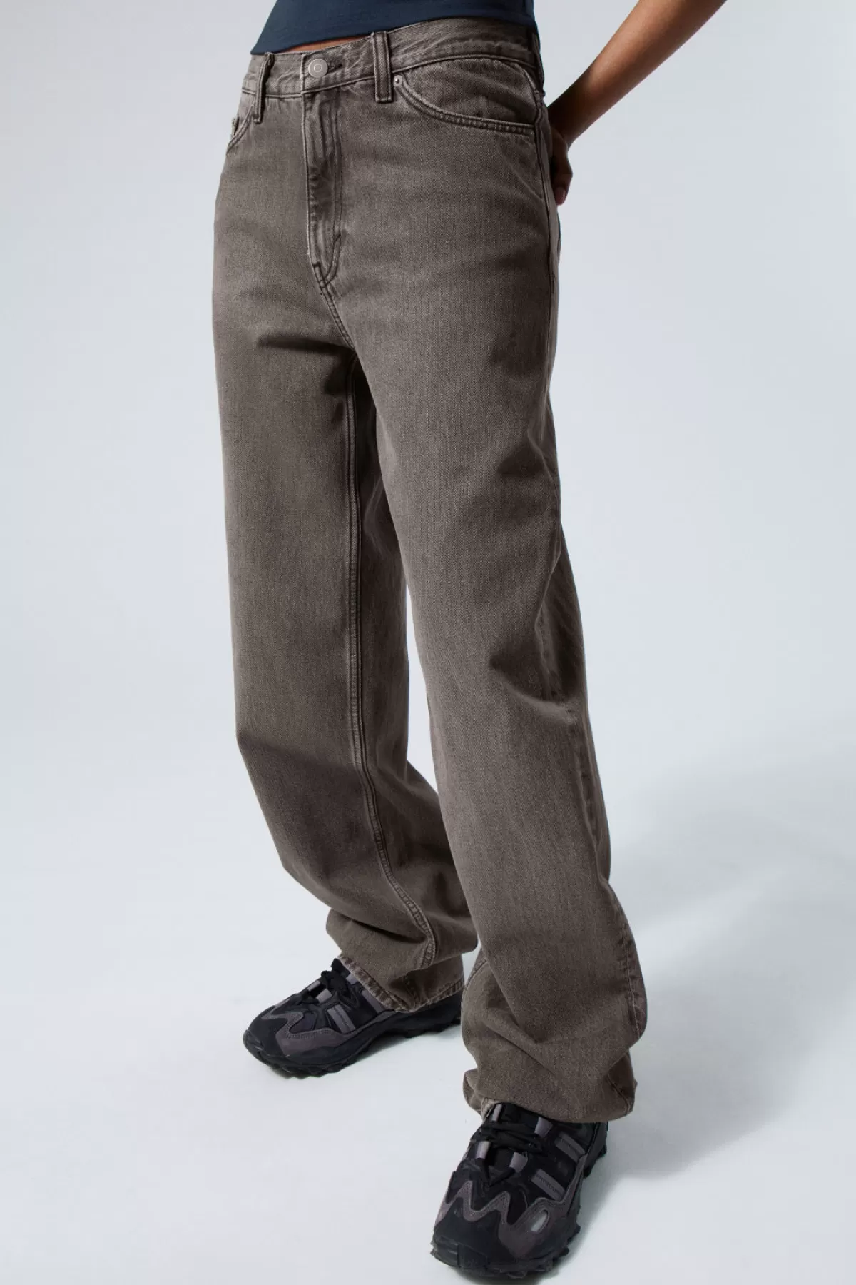 Weekday Rail Mid Loose Straight Jeans Clay Grey Cheap