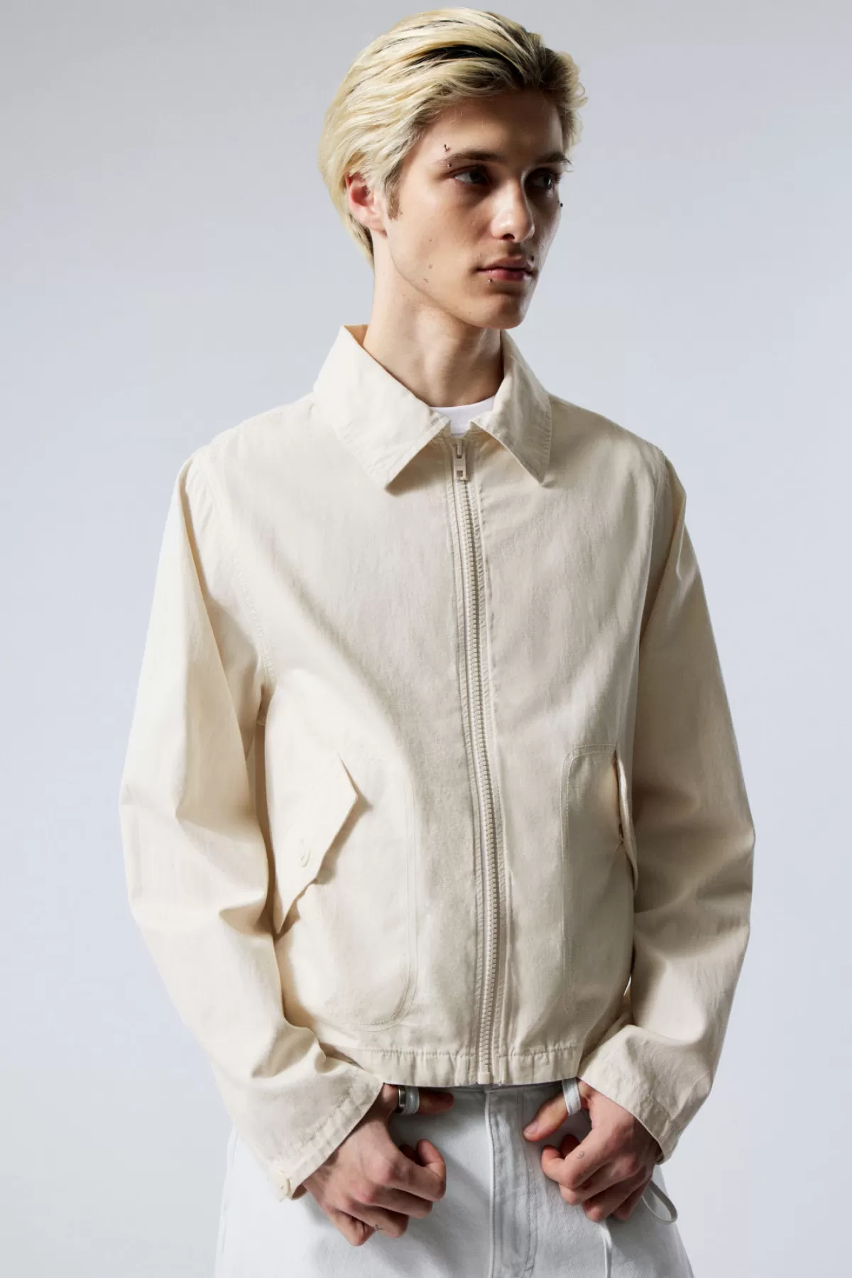 Weekday Regular Linen Blend Jacket Off White Sale