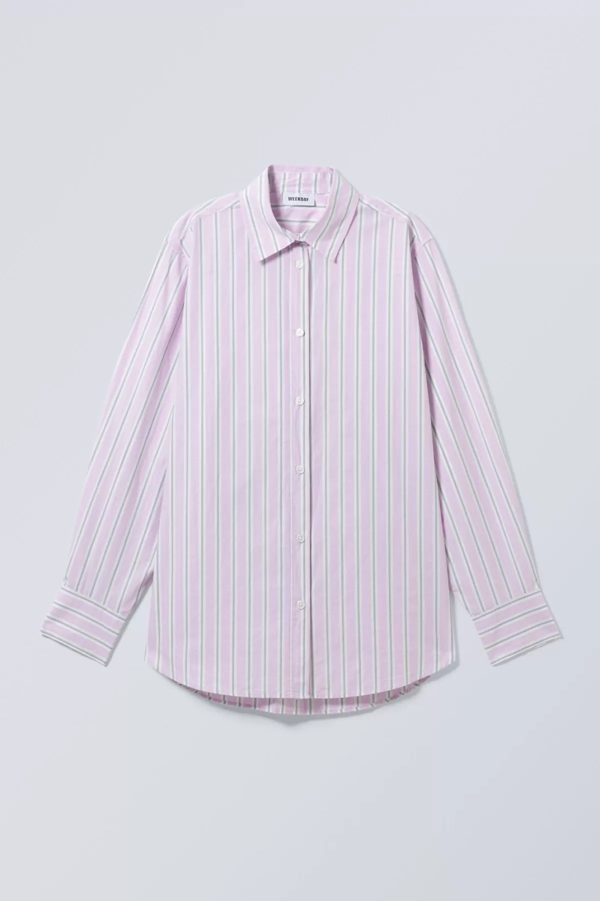 Weekday Regular Poplin Shirt Pastel Purple Stripe Sale