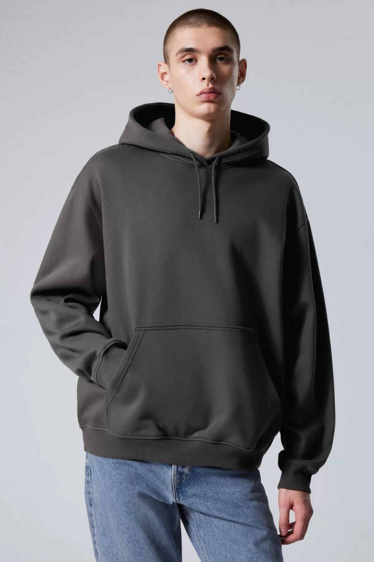Weekday Relaxed Heavy Hoodie Off Black Clearance