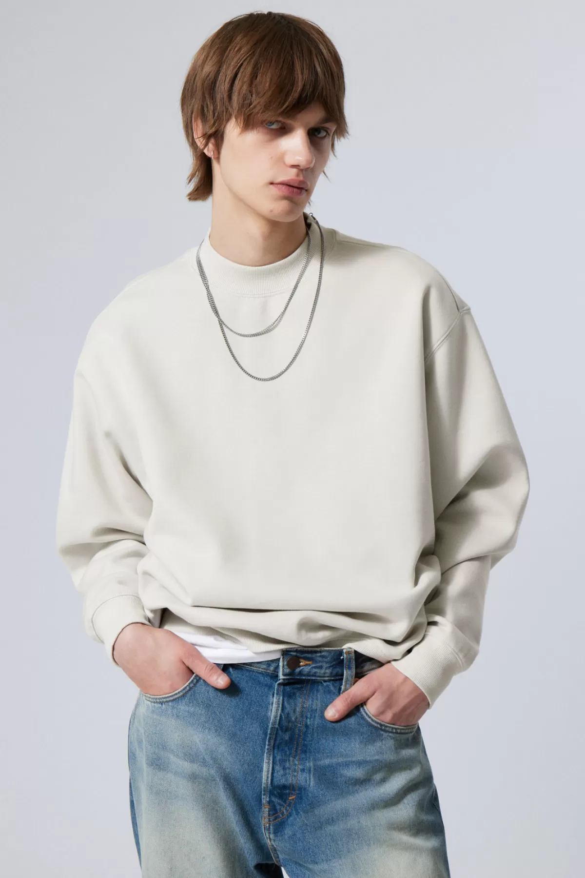 Weekday Relaxed Heavyweight Sweatshirt Light Grey Outlet