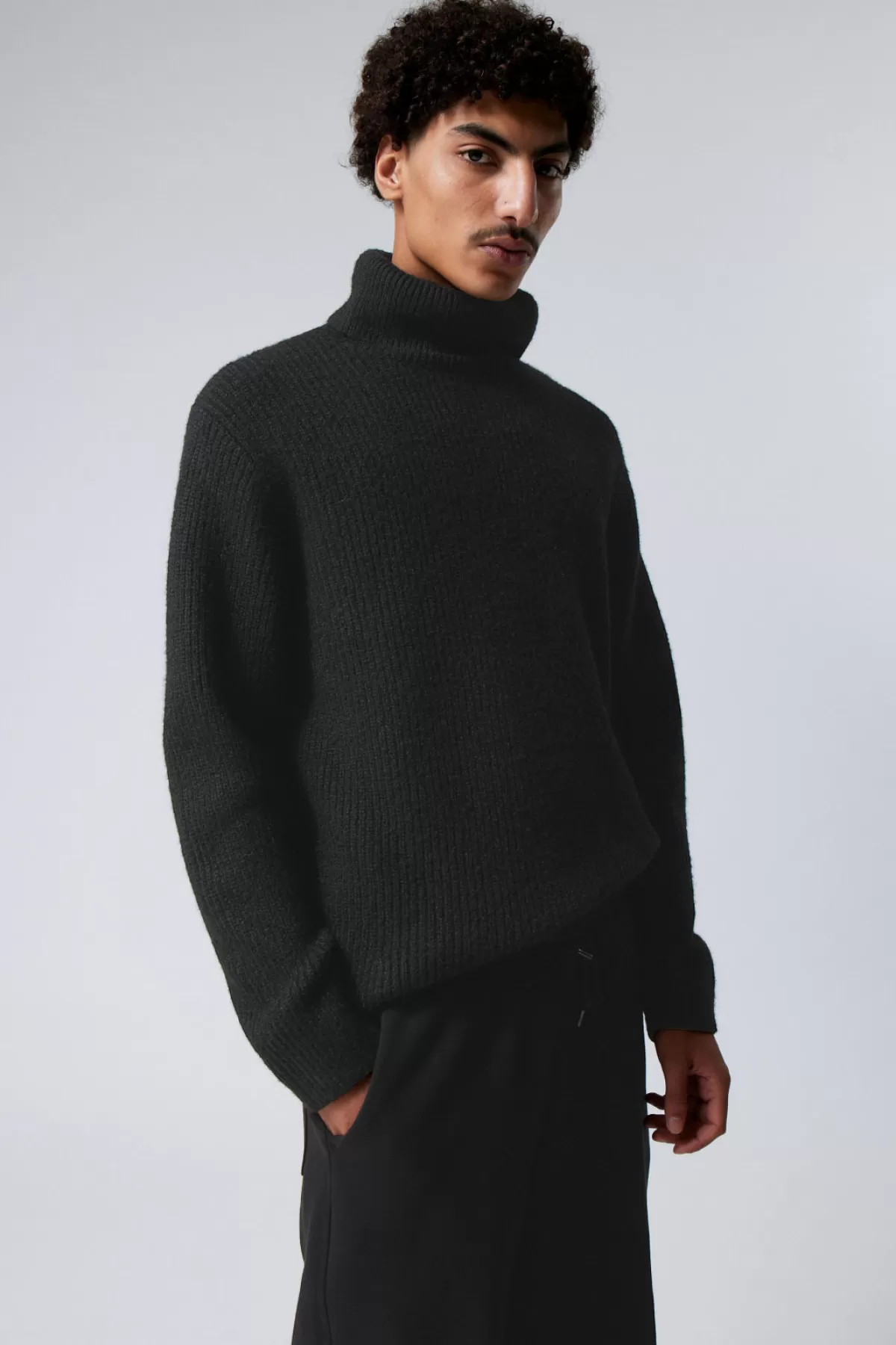 Weekday Renzo Relaxed Wool Blend Turtleneck Black Best