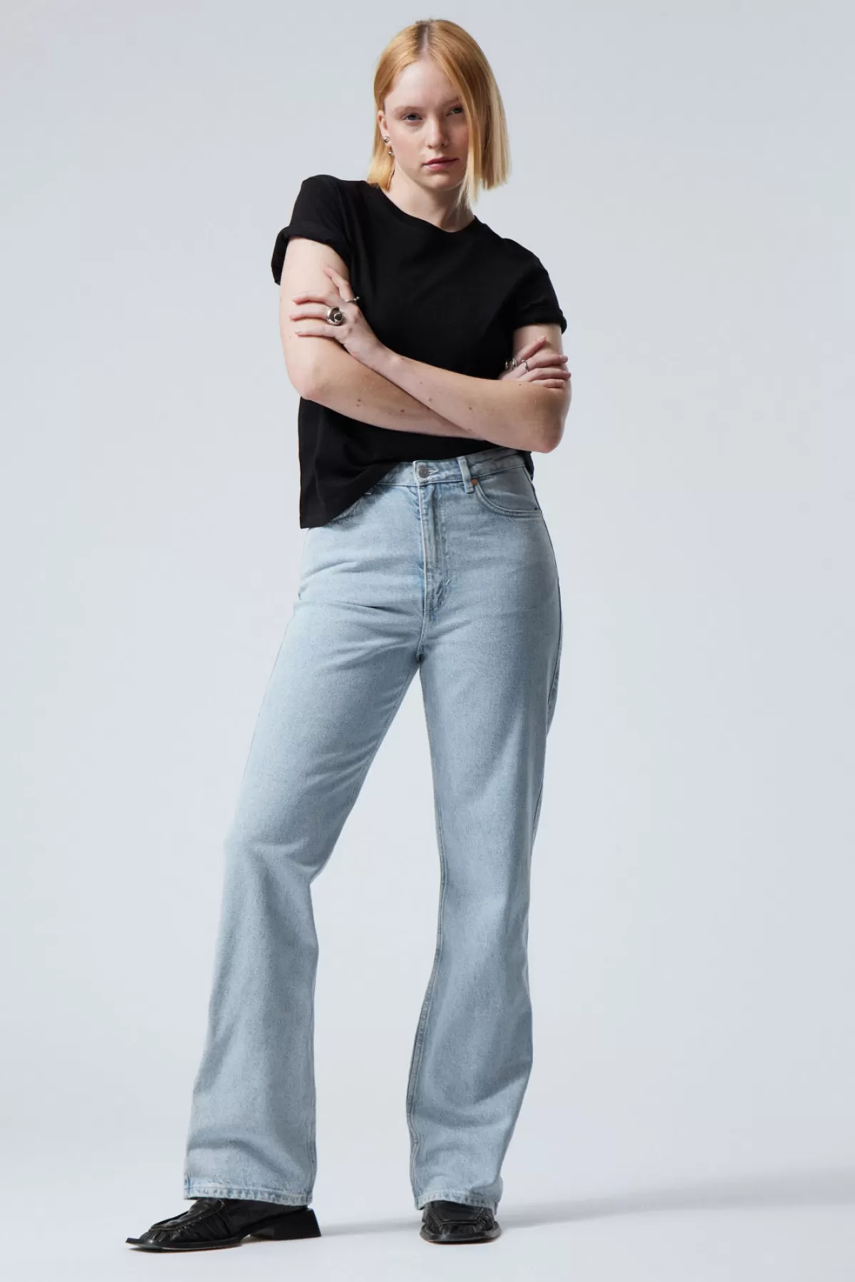 Weekday Rowe Extra High Straight Jeans Summer Blue Online