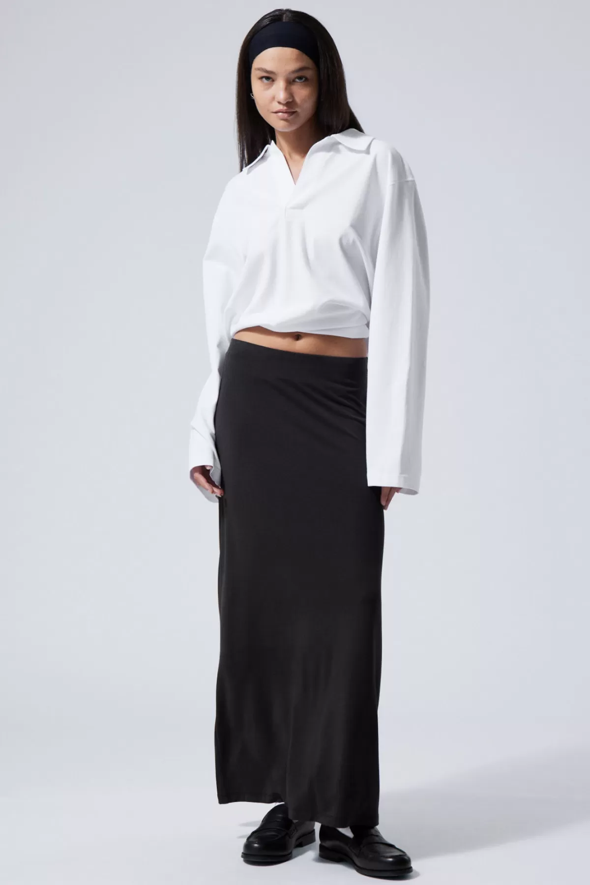 Weekday Signe Drapy Maxi Skirt Black Fashion