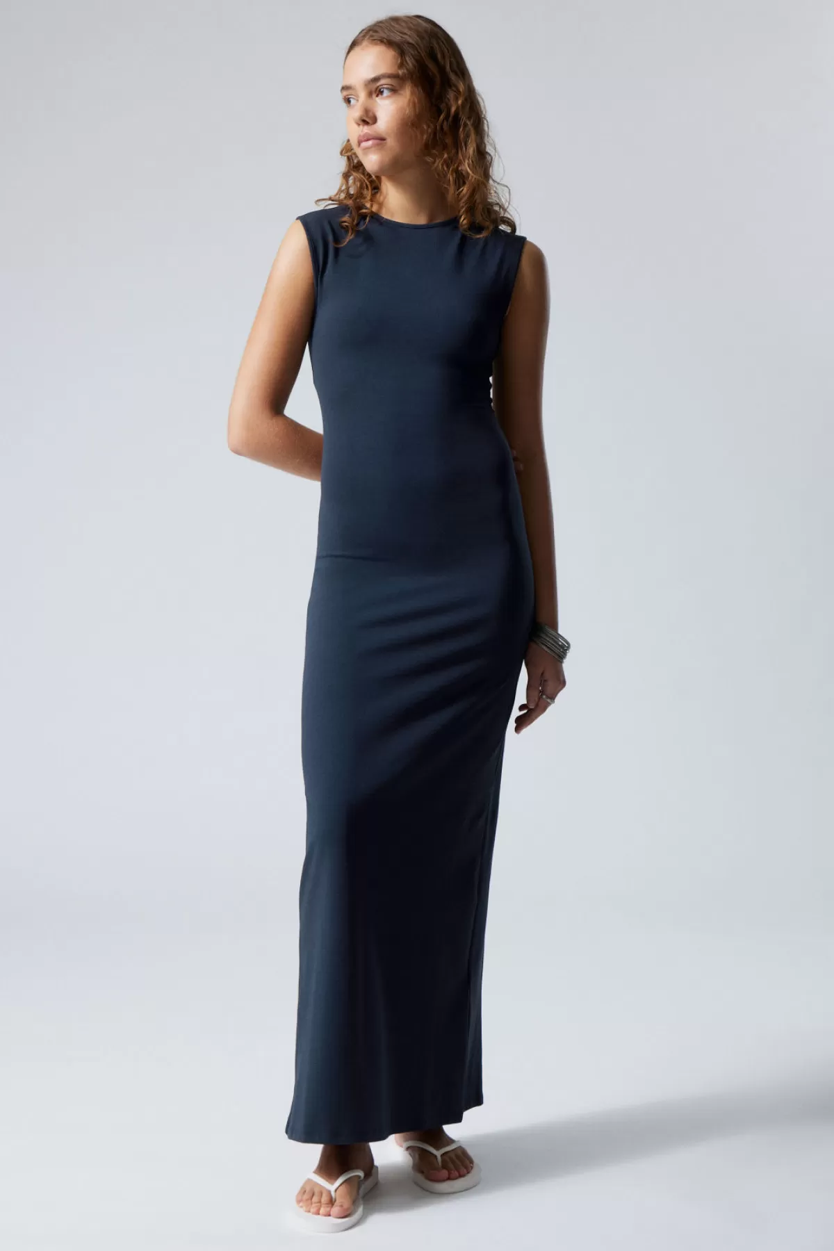 Weekday Sleeveless Slitted Maxi Dress Dark Blue Flash Sale