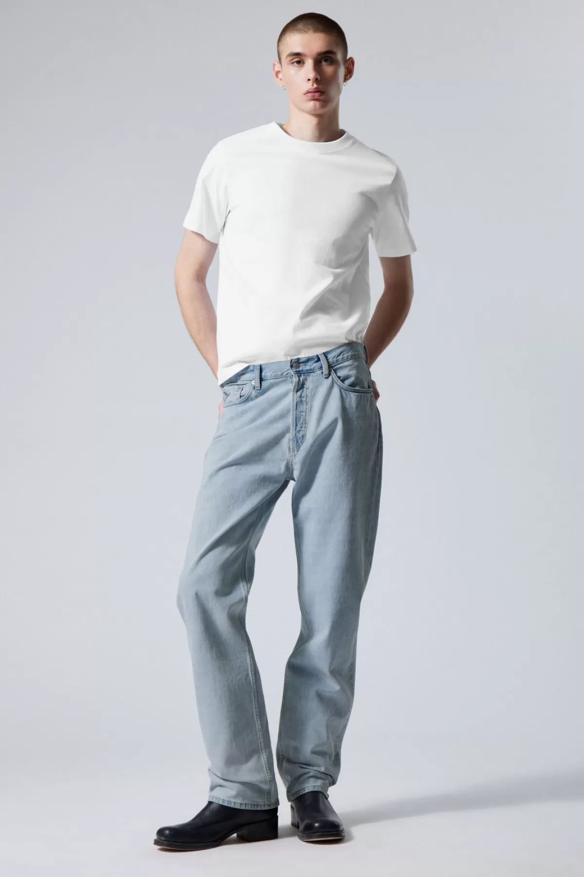 Weekday Space Relaxed Straight Jeans Opulent Blue Fashion
