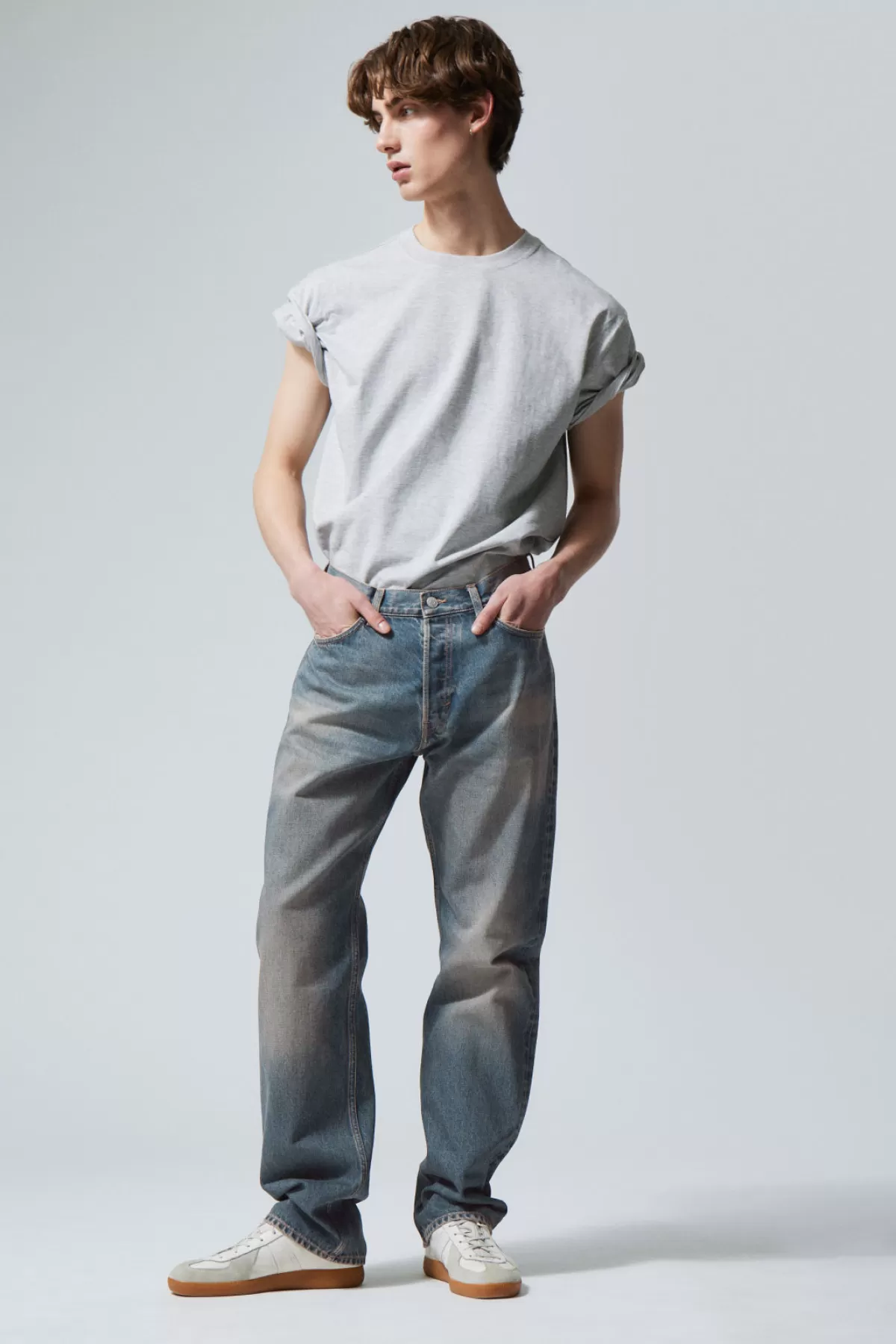 Weekday Space Relaxed Straight Jeans Steel Blue Best