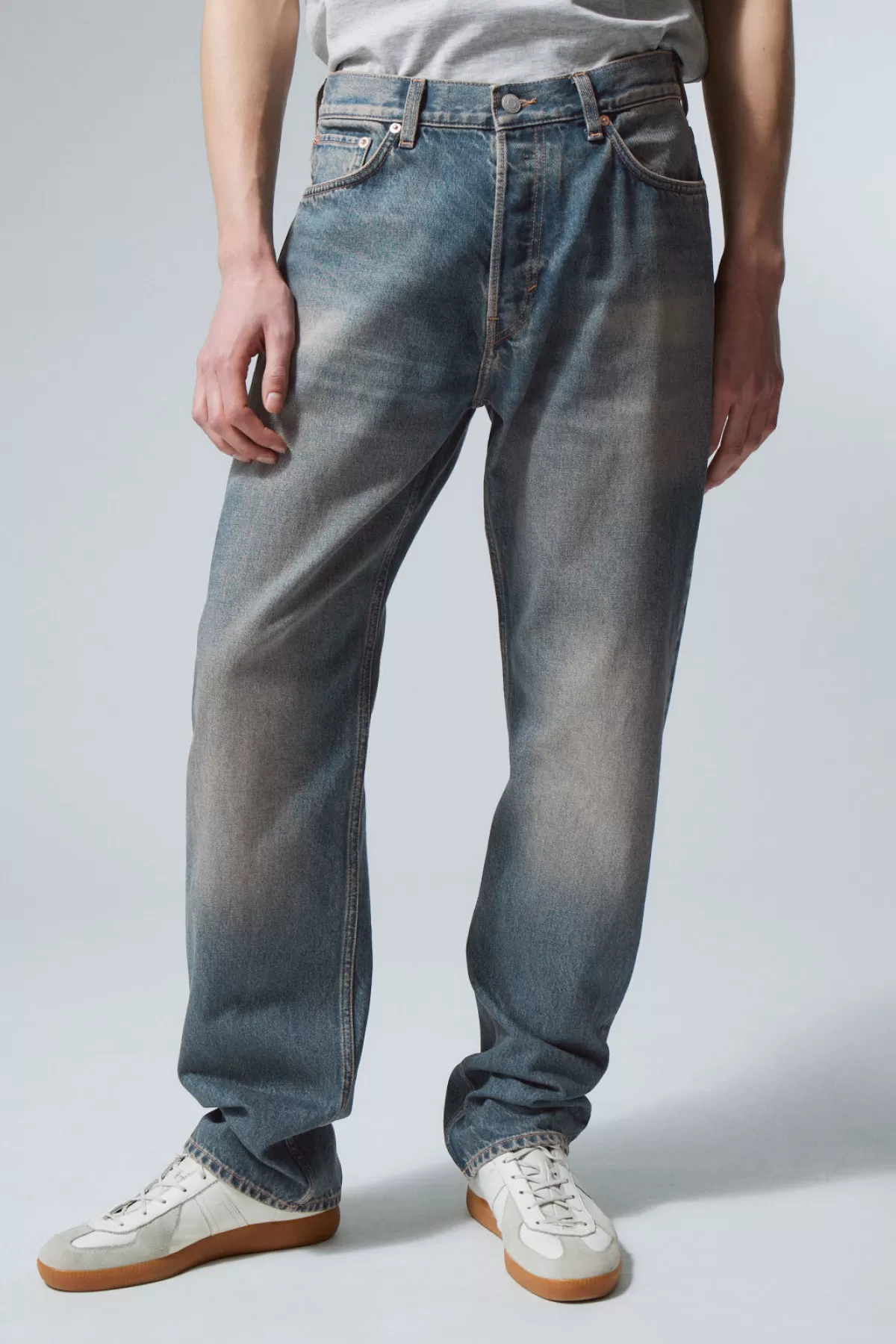 Weekday Space Relaxed Straight Jeans Steel Blue Best