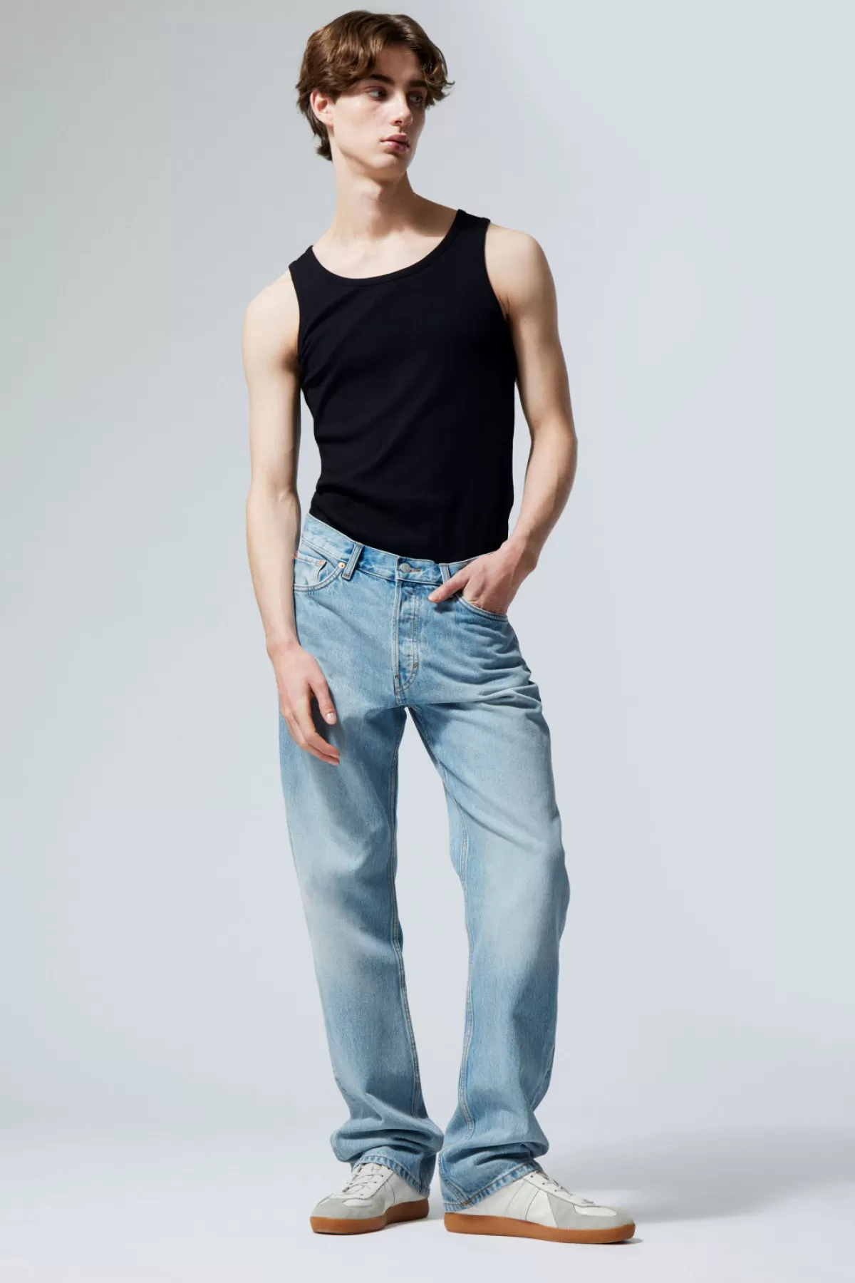 Weekday Space Relaxed Straight Jeans Blue Delight New