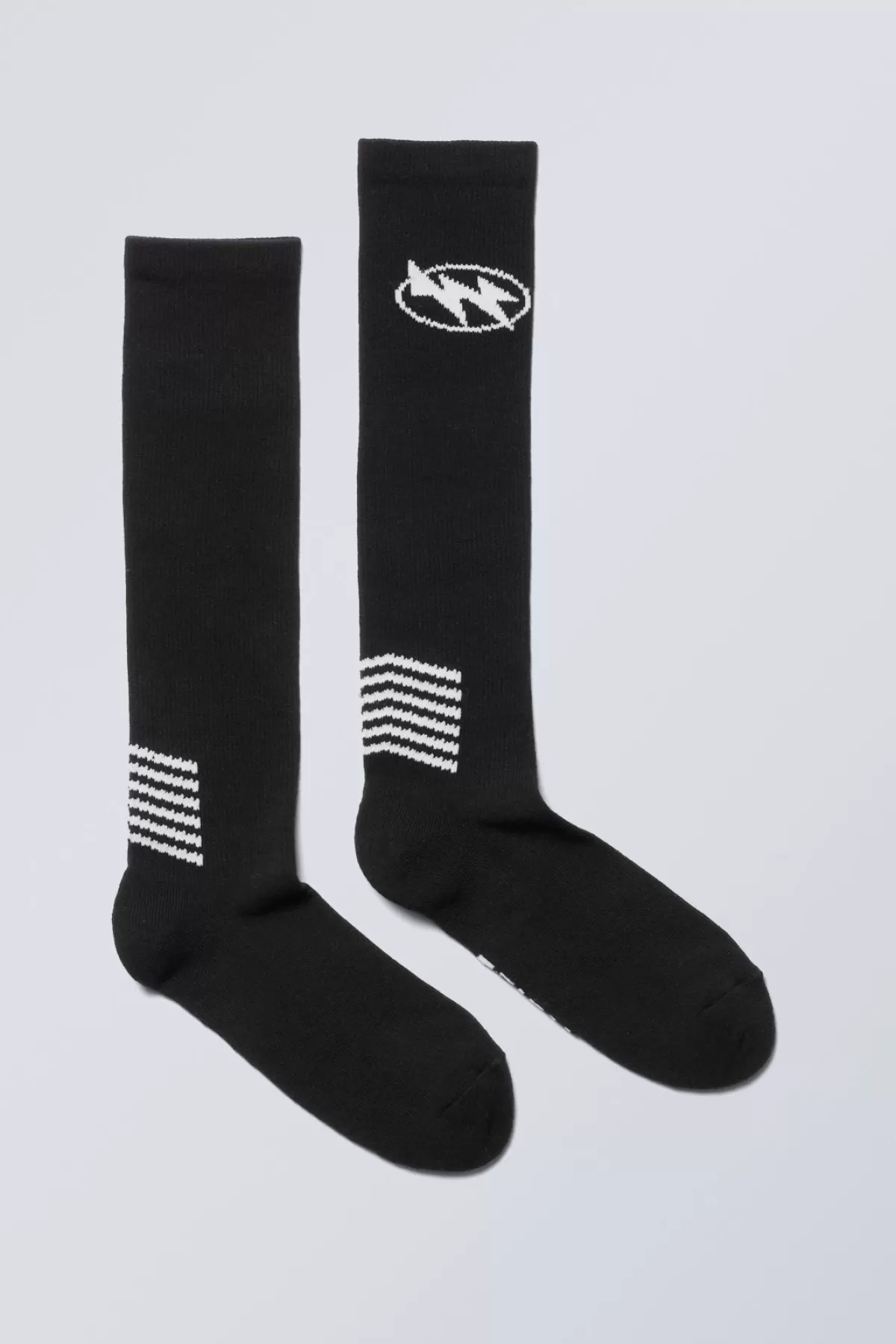 Weekday Sporty Graphic High Knee Socks Black Cheap