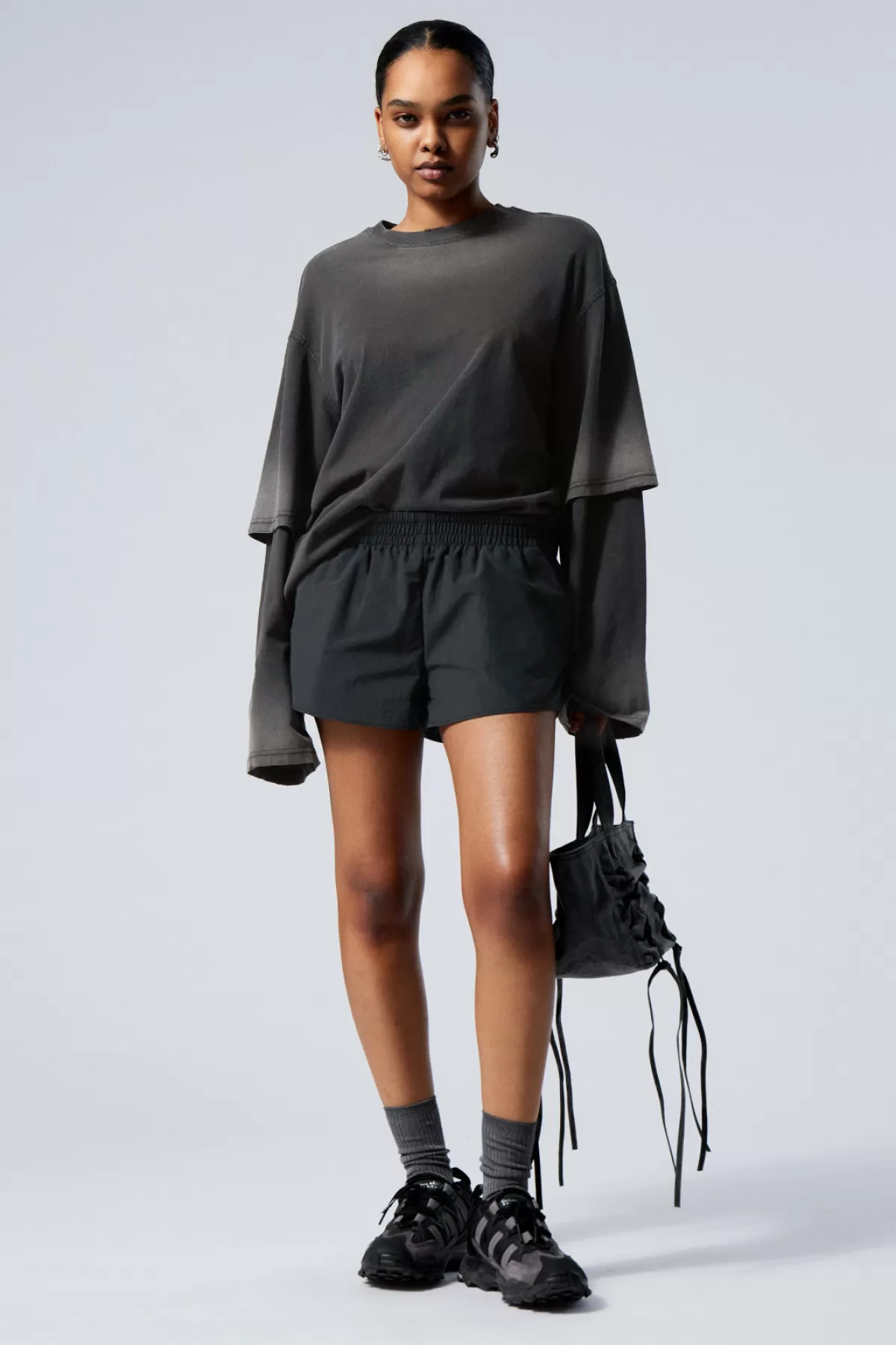 Weekday Sporty Nylon Mini Shorts Black Best