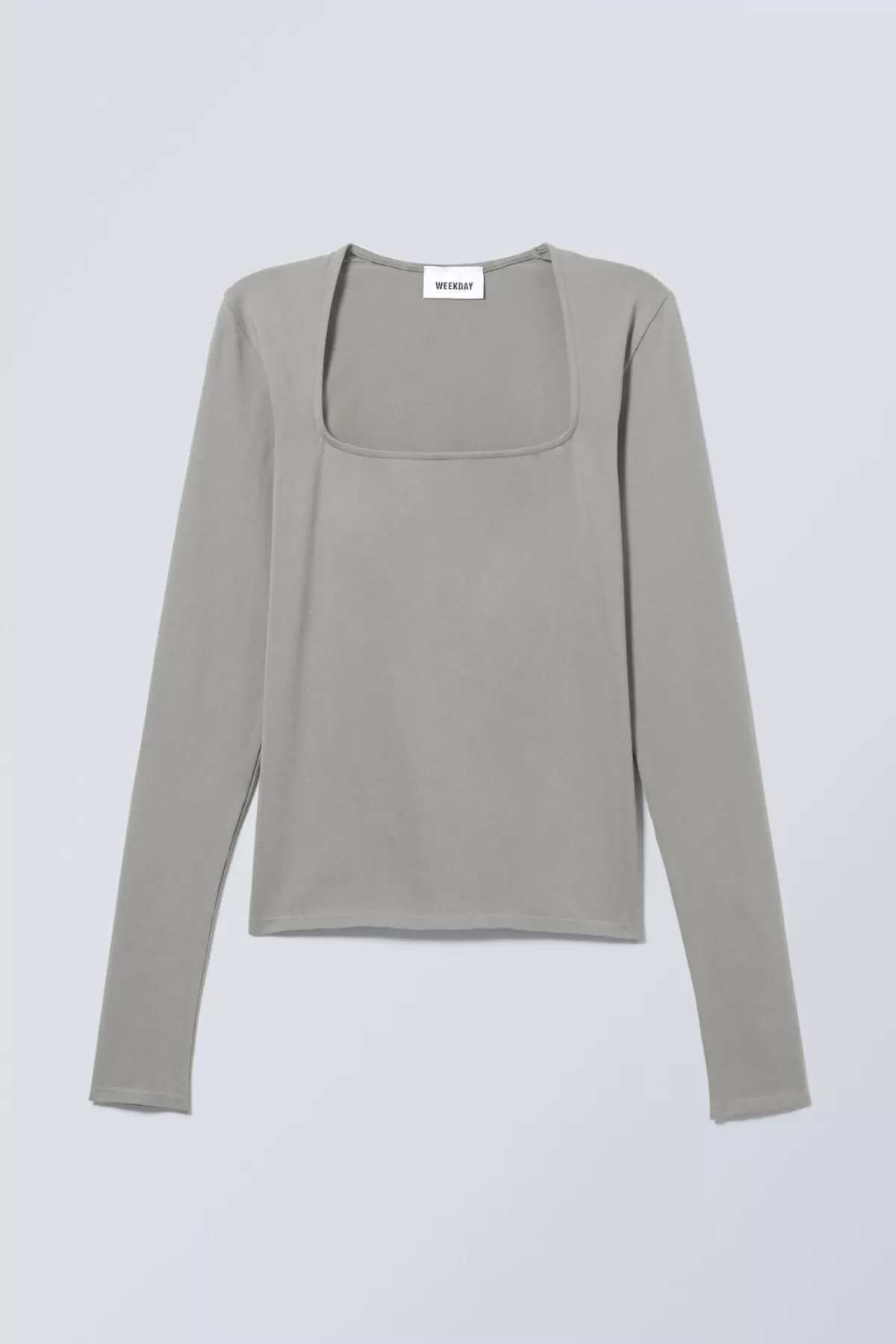 Weekday Square Neck Longsleeve Top Dusty Grey Hot