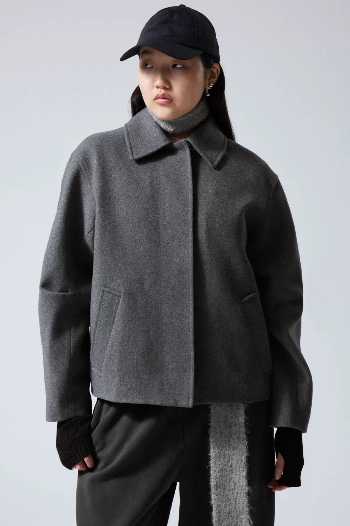 Weekday Tana Wool Blend Jacket Dark Grey Store