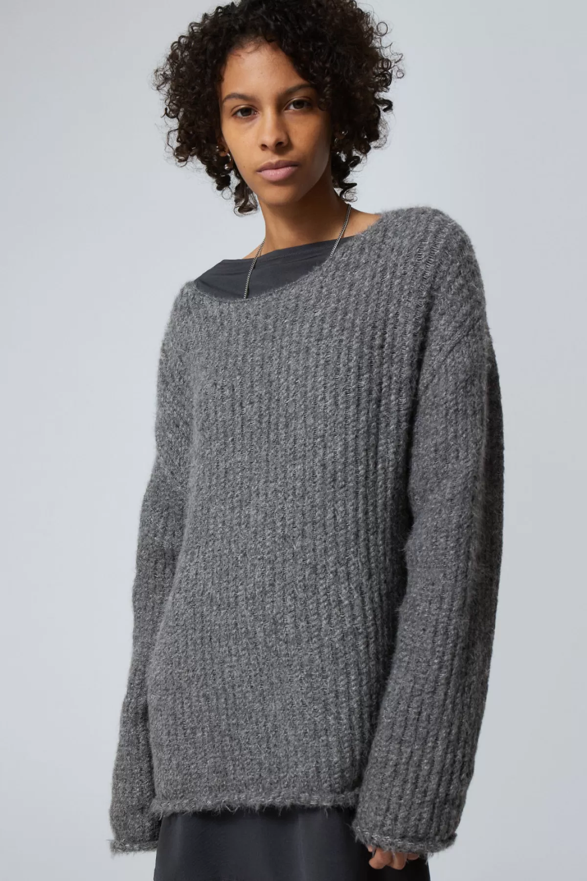 Weekday Tone Open Structure Sweater Dark Grey Cheap