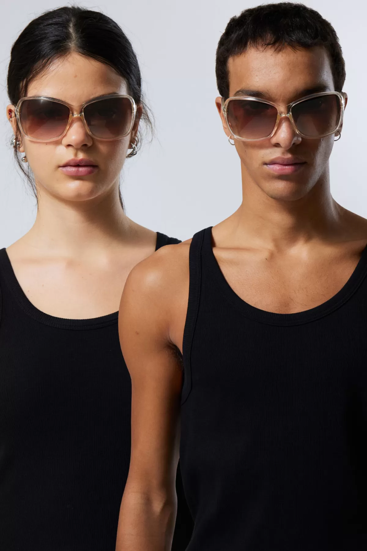 Weekday Transparent Oval Sunglasses Transparent Dark Mole Best Sale