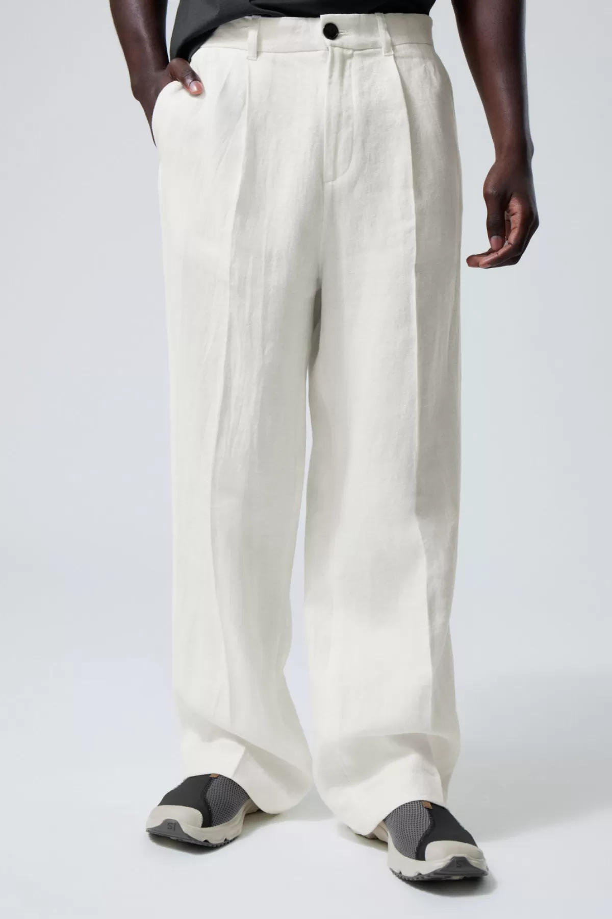 Weekday Uno Loose Linen Suit Trouser White Best Sale