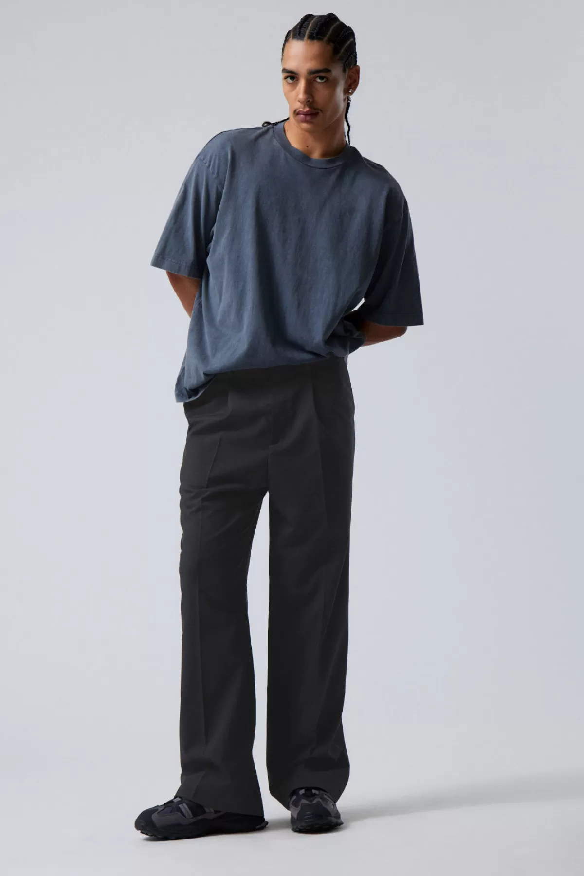 Weekday Uno Loose Suit Trousers Black Cheap