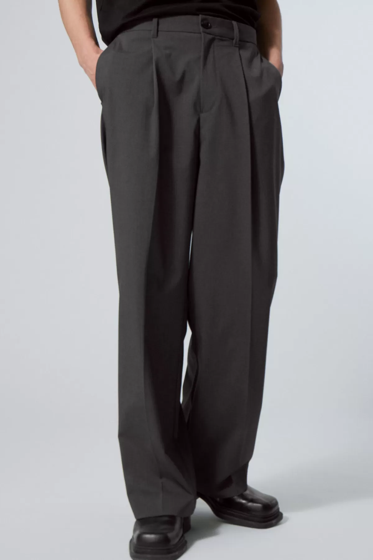 Weekday Uno Loose Suit Trousers Dark Grey Best Sale